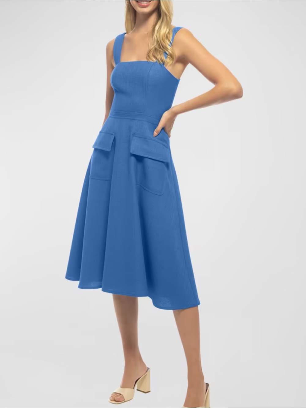 Shoshana Tilda Sleeveless Square-Neck Midi Dress